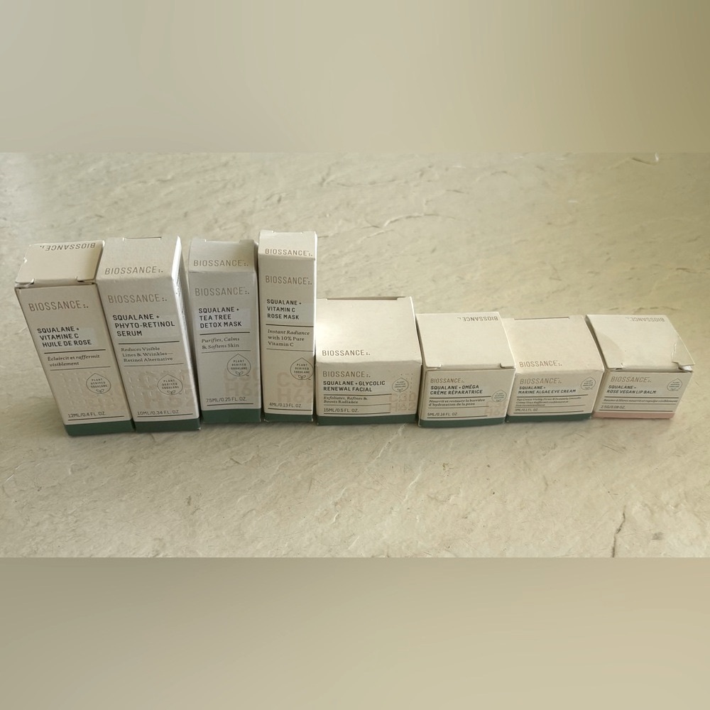 8 Piece Biossance Skincare Bundle Mini’s NIB NWT *Unless it states different*